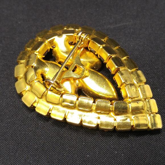 Mid-Century AB Teardrop Brooch – Red Marquise Rhinestones - Picture 4 of 10